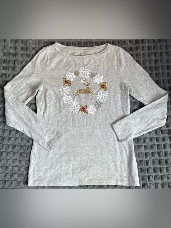 Talbots Tops - 2/$20 Talbots S Gray Sequin Reindeer Snowflake Long Sleeve Shirt Tee Top (B8)